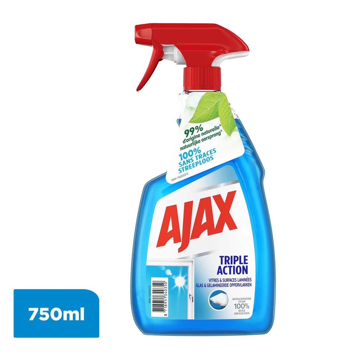 Nettoyant vitres Cristal sans traces Ajax – spray 750 ml