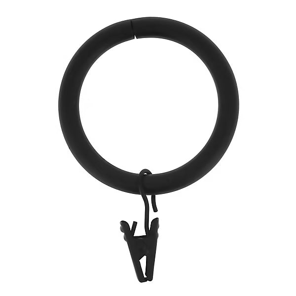 10 anneaux pince pour tringle à rideau D52 métal noir Ø28 mm Mobois