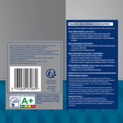 Peinture mur, plafond et boiserie Ripolin Xpro3 blanc mat 2,5 L