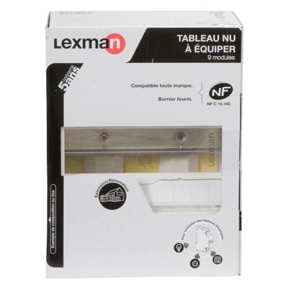 Tableau électrique nu Lexman 1 rangée – 9 modules
