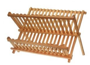 Égouttoir à vaisselle en bambou marron – 2 niveaux