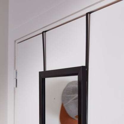 Miroir rectangulaire de porte noir Inspire, l.30 x h.120 cm