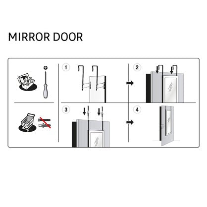 Miroir rectangulaire de porte noir Inspire, l.30 x h.120 cm