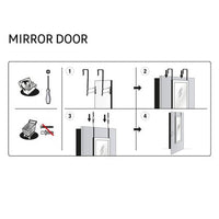 Miroir rectangulaire de porte noir Inspire, l.30 x h.120 cm