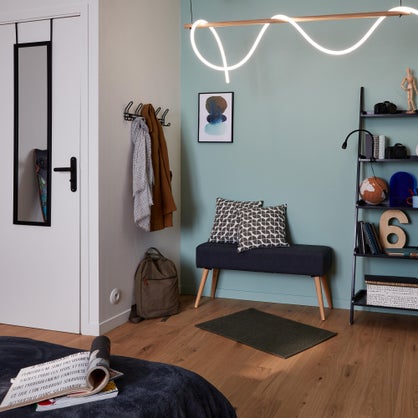 Miroir rectangulaire de porte noir Inspire, l.30 x h.120 cm