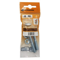 Boulons tête ronde à collet carré acier zingué M8 x 60 mm – lot de 2