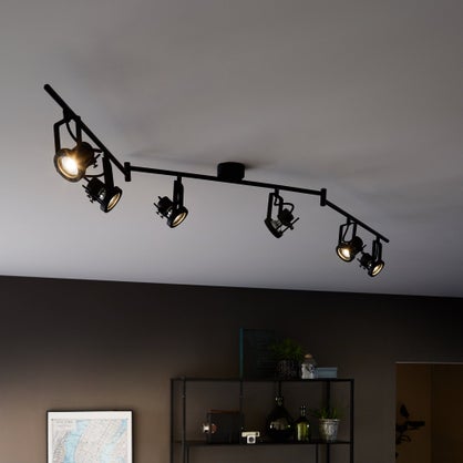Barre 6 spots Inspire Technic, 6 x GU10, métal noir