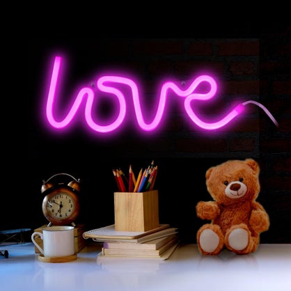 Lampe design plastique blanc néon Love, USB + batterie