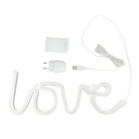 Lampe design plastique blanc néon Love, USB + batterie