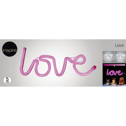 Lampe design plastique blanc néon Love, USB + batterie