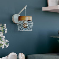 Applique Kanel E27, nature métal blanc/bois inspire