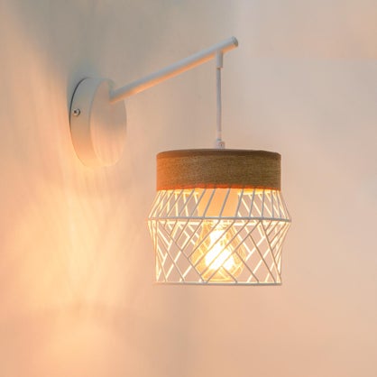 Applique Kanel E27, nature métal blanc/bois inspire