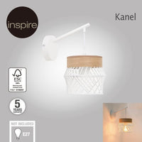 Applique Kanel E27, nature métal blanc/bois inspire
