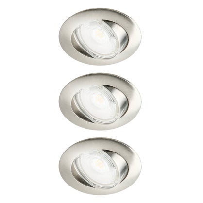 Lot de 3 spots à encastrer orientables Inspire Clane, 4000K blanc neutre, rond acier