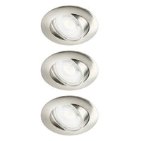 Lot de 3 spots à encastrer orientables Inspire Clane, 4000K blanc neutre, rond acier