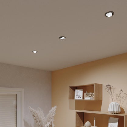 Lot de 3 spots à encastrer orientables Inspire Clane, 4000K blanc neutre, rond acier
