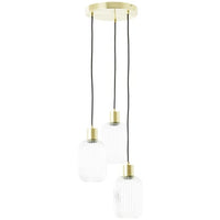 Suspension ronde Inspire Dipsy 3 x E27 diamètre 25 cm laiton brossé / verre