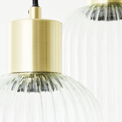 Suspension ronde Inspire Dipsy 3 x E27 diamètre 25 cm laiton brossé / verre