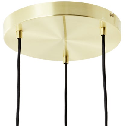 Suspension ronde Inspire Dipsy 3 x E27 diamètre 25 cm laiton brossé / verre