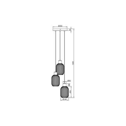 Suspension ronde Inspire Dipsy 3 x E27 diamètre 25 cm laiton brossé / verre