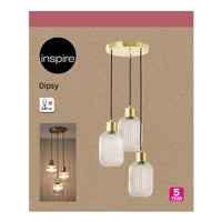 Suspension ronde Inspire Dipsy 3 x E27 diamètre 25 cm laiton brossé / verre