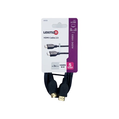 Câble HDMI 2.0 – 2 m – PVC noir – Lexman