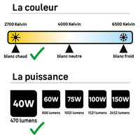 Lot de 3 ampoules LED sphériques E27 Lexman 470 lm blanc chaud (équivalent 40 W)