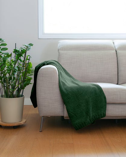 Plaid chenille vert 130 x 170 cm