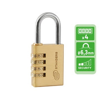Cadenas à code Standers en laiton – anse acier, 4 chiffres