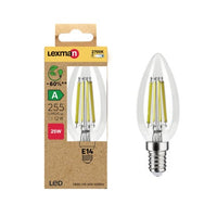 Ampoule LED flamme lisse E14 Lexman 2W (équiv. 25W) 255 lm blanc chaud 2700K classe A