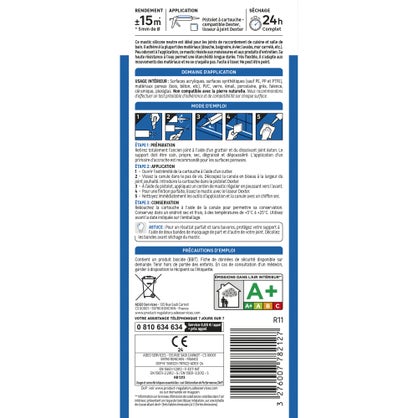 Mastic silicone cuisine & bain neutre transparent Axton – cartouche 280 ml
