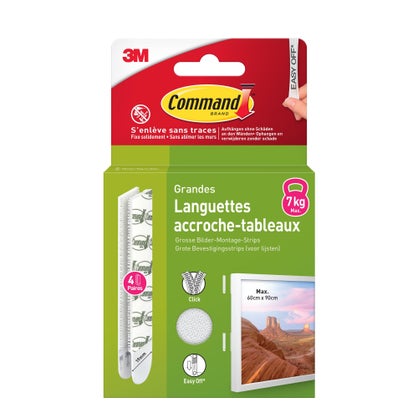 Lot de 4 languettes adhésives blanches Command 3M