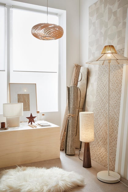 Lampadaire Louc en bois marron, hauteur 140 cm, E27