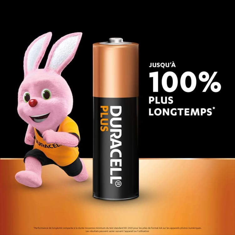 Piles Duracell LR03 AAA Plus – Lot de 4 – +100% Extra Life