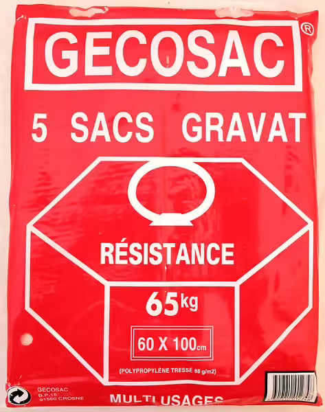 Lot de 5 sacs à gravats Gecosac – 60x100 cm