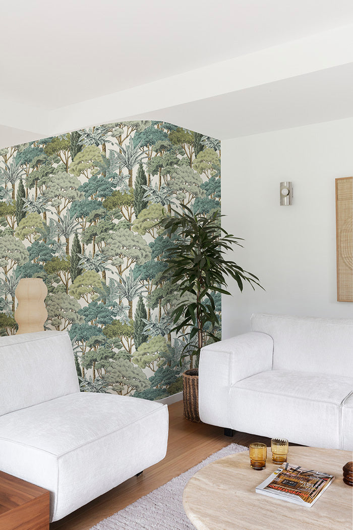 Papier peint Karuna – motifs forêt verte