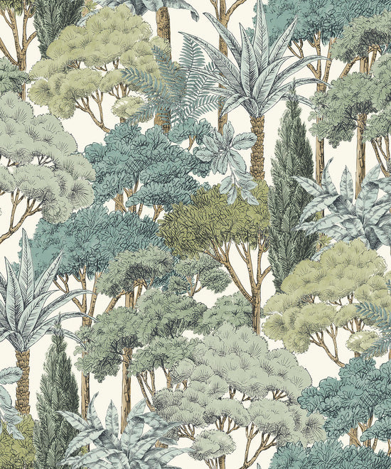 Papier peint Karuna – motifs forêt verte