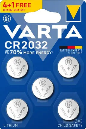 Piles bouton lithium CR2032 Varta 4+1