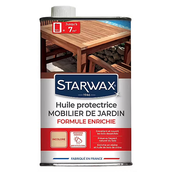 Huile extérieure protectrice teck et bois exotiques Starwax 500 ml