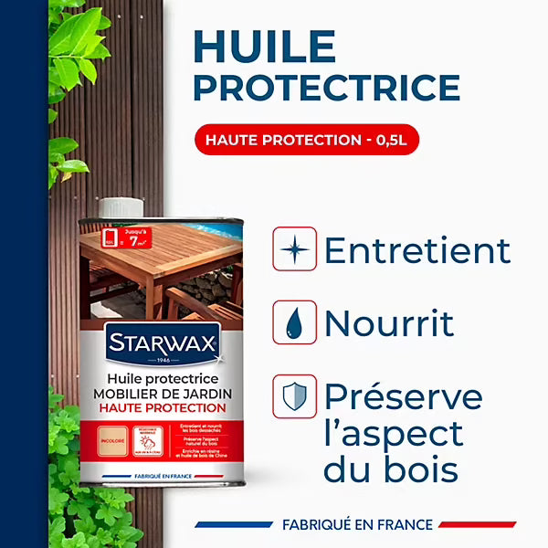 Huile extérieure protectrice teck et bois exotiques Starwax 500 ml