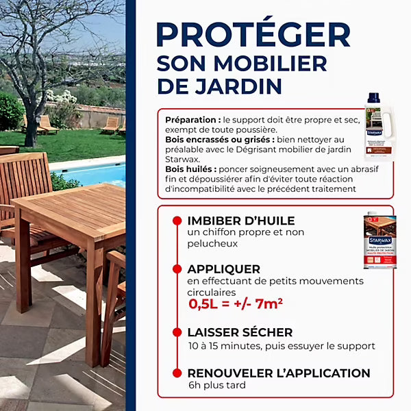 Huile extérieure protectrice teck et bois exotiques Starwax 500 ml