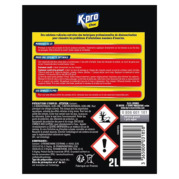 Insecticide anti punaises de lit 2L Kapo Choc
