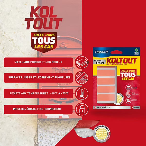 Ruban adhésif de fixation transparente Cyanolit Koltout – 10 pièces
