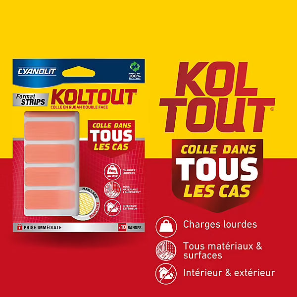 Ruban adhésif de fixation transparente Cyanolit Koltout – 10 pièces